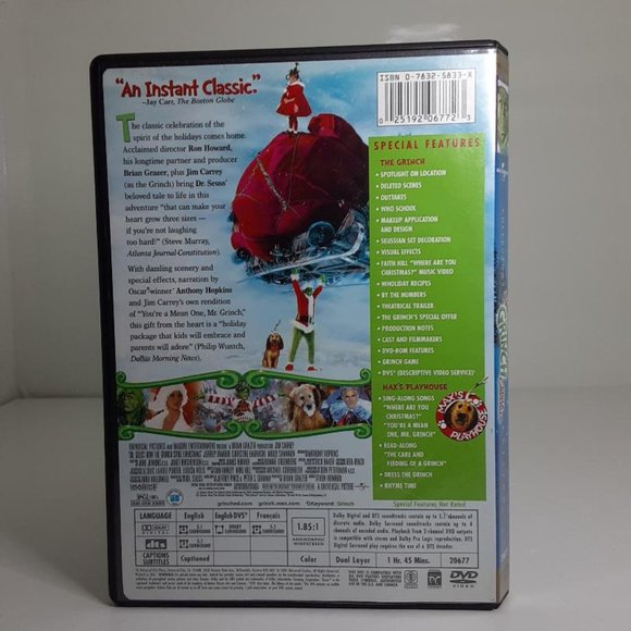 How the Grinch Stole Christmas (DVD, 2001, Widescreen) Jim Carrey - Picture 3 of 3